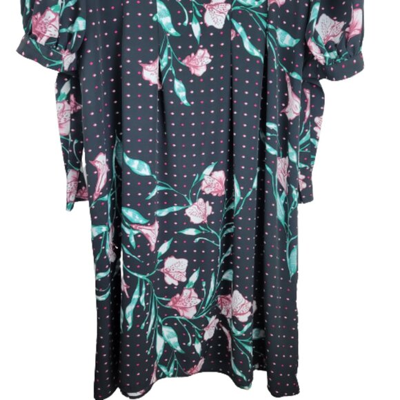 H&M Floral Print Tie Long Sleeve Midi Dress - Picture 6 of 12